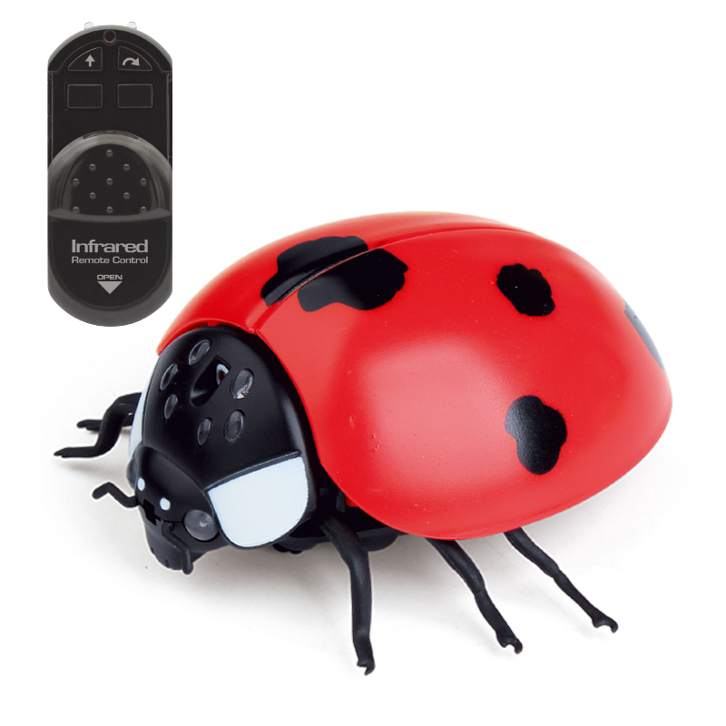 [Funny] Trick toys Remote control animal LED light IR RC insects beetles ladybird electronic pet robot model Prank toy joke toy